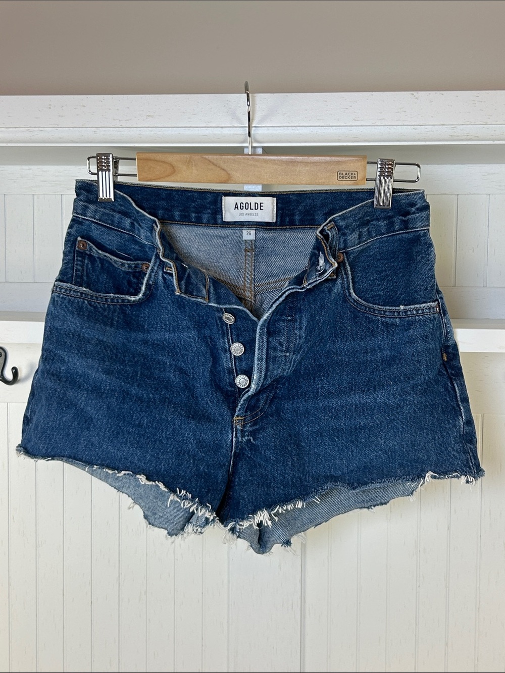 AGOLDE Mila High Rise Cutoff Denim Shorts Dark Wash Size 26